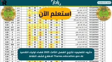 «ثروة للتعليم» نتائج الفصل الثالث 2025 فضاء أولياء التلاميذ Tharwa.education.gov.dz الإطلاع كشف النقاط